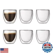 Bodum Pavina Double Wall Clear Espresso Shot Glass Extra Small 2.5 Ounce 6-Pa