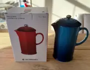 Le Creuset Stoneware 34oz / 1 Liter French Press, Azure Blue NEW
