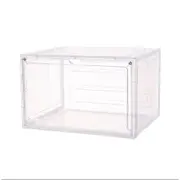 10x Premium Shoe Box Display Case Storage Clear Plastic Side Stackable Sneaker - White Side Opening
