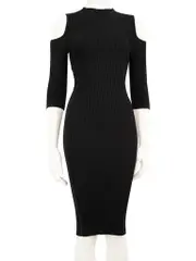 Black Cold Shoulder Bodycon Dress