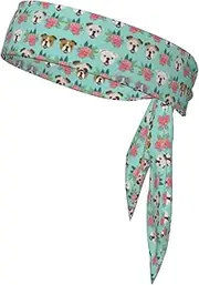 Funny English Dog Sports Strap Double-Sided Headscarf Men's Bow Tie Sports Headscarf Running Yoga Exercise Headband