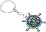 [SEWOART] Rudder Compass Keychain Decorative Metal Pendant Car Key Holder Hiking Gear Unique Charm