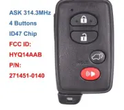 Smart Remote Key Fob 4 Buttons for Toyota Highlander 2008 2009 2010 2011 2012