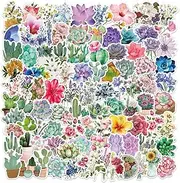 Flower Succulent Plants Stickers, 100 Pcs Beautiful Floral Leaves Roses Cactus Decals for Water Bottles Laptop Cars Phone Case, Waterproof Aesthetic Stickers for Girls, Kids, Teens DIY Art Craft Scrapbooks Journals
