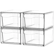4 Pack Stackable Storage Bins,Clear Organizing Containers,Acrylic Pull Out Drawe