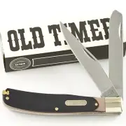 Schrade Old Timer Bearhead Trapper Knife New 96OT Brown Sawcut Delrin Handles