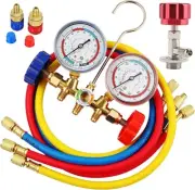 R134A Manifold Gauge Set with R134a Can Tap R134a Quick Coupler,3 Way AC Diag...