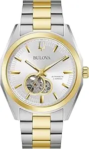 [Bulova] Men's Classic Surveyor 3-Hand Automatic Watch, Hack Feature, Luminous Hand, Open Aperture, Screw-Back Case, 42mm
