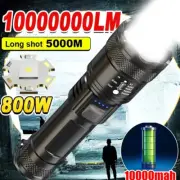 High Strong Power Led Flashlights 2000LM Tactical Torch with Display Light USB