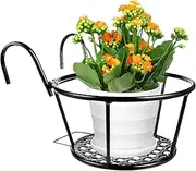 Flower Pots for Balcony Railing | Patio Railing Flower Stand Rack Plant Pots,Double Hooks, Easy Assembly Flower Plant Holder for Outdoor Plants, Pots