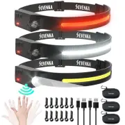 3 Rechargeable Headlamps with Red Light, LED Headlamp Flashlight with Carryin...
