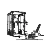 LSG GRK200 with FID Bench, 90kg Olympic Weights - Barbell and Rubber Tri-Grip Plates