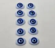 5 Pair VTG Zims 7mm Iris Realistic Blue Oval Plastic Human Dolly Eyes Crafts