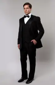Men's Slim Fit 3 Piece Tuxedo Notch Lapel Two Button Blazer Tux Vest & Trousers