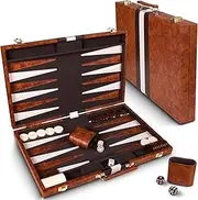 CHUCII Backgammon, Backgammon Set 15 Inch, Brown Backgammon, Backgammon for Adults and Kids