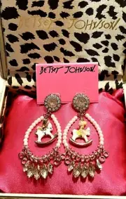 NWT Betsey Johnson Collection RARE Rocking Horse Charm Earrings