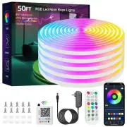 Neon Rope Lights, 50FT IC+RGB LED Strip Lights, App+Remote Control, Outdoor I...
