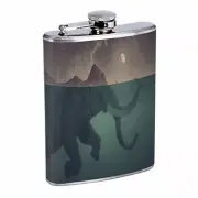 Elephant Art D25 Flask 8oz Stainless Steel Hip Drinking Whiskey