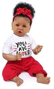 Black Reborn Baby Doll Saskia, 20 Inch Realistic African American Reborn Baby