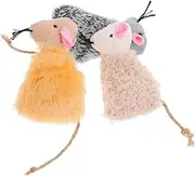Garneck Pet Plush Chewing Toys Set 3 Pack of Stuffed Animal Toys Kitten Cat for Indoor Cats Cartoon Animals Shaped Chew Random Color