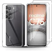 Holilo Case + 2 Pieces Tempered Glass Screen Protector for Xiaomi Poco F7 5G, TPU Mobile Phone Case Anti-Scratch Thin Protective Case 9H Hardness Glass Screen Protector All-Round Protection