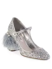 MIU MIU PEARL FEATHER GLITTER MARY JANE WEDDING PUMPS EU 39 I LOVE SHOES