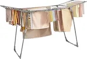 SONGMICS Clothes Drying Rack, 22.2 x 68.1 x 38 Inches Laundry Drying Rack Foldable, Space-Saving, with Gullwings, Sock Clips, Metal Structure, for Clothes, Towels, Linens, Gray ULLR518G01
