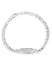 Aqua Cubic Zirconia Pave Id Bar Bracelet - Exclusive