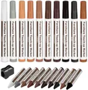 Wood Repair Kit W/ 21 Markers & Wax Sticks for Scratches, Floors, Furniture