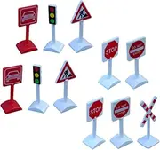 ERINGOGO 11pcs Simulation Road Sign Toys for Educational Play Traffic Indicator Signs for Toddlers for Learning Fun Games
