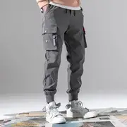 Plain Harem Cargo Pants Gray - 2XL