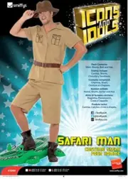 Smiffys Adult mens Safari Man Costume, Shirt, Shorts, Belt and Hat, Brown, M
