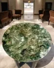 24" Green Agate Stone Coffee Table Top Round Handmade Furniture Agate Gemstone