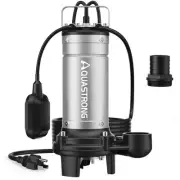 1HP Sewage Grinder Pump, Stainless Steel, 115V Automatic Float Switch, Submer...