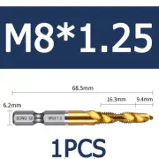 M8 Hex Shank Hand Screw Thread Metric Plug Tap Drill Bits Titanium Plated