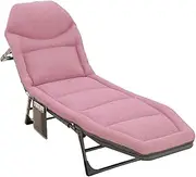 Folding Camping Bed w/Mattress and Pillow for Adults 5-Position Outdoor Portable Sleeping Bed Reclining Chaise Lounge Chair for Home Nap Beach Travel