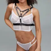 Bdsm Leather Bra Sexy Lingerie Women Body Straps Cage Garter Belt BondageHarness