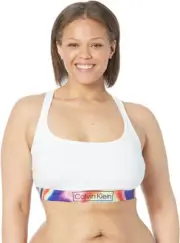 Calvin Klein Women's Modern Cotton Unlined Wireless Pride Bralette, White, Sz 3X