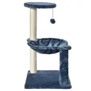 3-Level Cat Tower with Hammock and Sisal Post 26.7inch Blue Soft Faux Fur