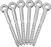 CHILDWEET 6pcs Eye Screw Watch Door Hinge Hooks and Eyes Loop Kit Bolt Steel Heavy Duty Pin Screws Eyelets Tunings Impact Pad Heavy Duty Hooks Screw Double Ring Beads Stainless Steel Silver