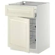 METOD / MAXIMERA base cab w wire basket/drawer/door, white/Bodbyn off-white, 60x60x80 cm
