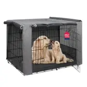 Grey Dog Crate Cover for 24 Inches Wire Crates, Heavy-Duty Polyester Indoor D...