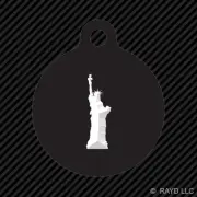 Statue of Liberty Keychain Round with Tab dog engraved many colors usa freedom