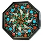 Octagon Marble Coffee Table Top Multicolor Stone Inlay Work Patio Side Table Top