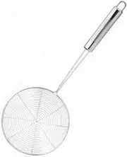Stainless Steel Spider Strainer, Spider Strainer Skimmer, Mesh Net Strainer Ladle Skimmer Slotted Spoon for Kitchen Frying Food, Kitchen Cookware Net Colander Mesh Ladle (Silvery, One Size)