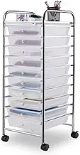 Giantex 10 Drawer Rolling Storage Cart Scrapbook Paper Office School Organizer (Clear)