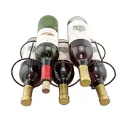 5-Bottle Bronze Stackable Wine Rack Tabletop Steel Holder, Space-Saving Storage
