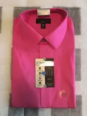 Alfani Alfatech Button Up Shirt in Pink Rose 16/32-33 2-Way Stretch Slim Fit NEW