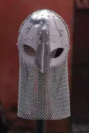 Viking Chainmail Helmet ~ Vandal SCA LARP steel and brass Helmet With Chainmail