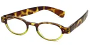 Calabria 4372 2 Color Oval European Reading Glasses&Case in Tortoise Green +1.50